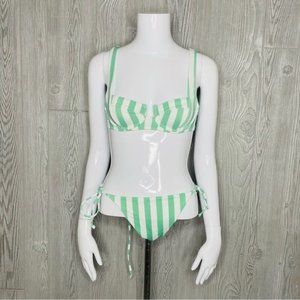 Victoria’s Secret striped Bikini Top & tie bikini bottom swimwear swimsuit 34a m